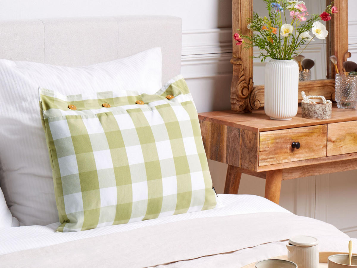 DEKOKISSEN Hellgrün 40/60 cm Tamnine - Hellgrün/Weiß, Textil (60/40cm) - Beliani