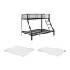 ETAGENBETT + Matratze - 90 & 140 x 190 cm - Stahl - Schwarz - ELEVATIO IV - Schwarz, Metall - Vente-Unique