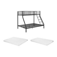 ETAGENBETT + Matratze - 90 & 140 x 190 cm - Stahl - Schwarz - ELEVATIO IV - Schwarz, Metall - Vente-Unique