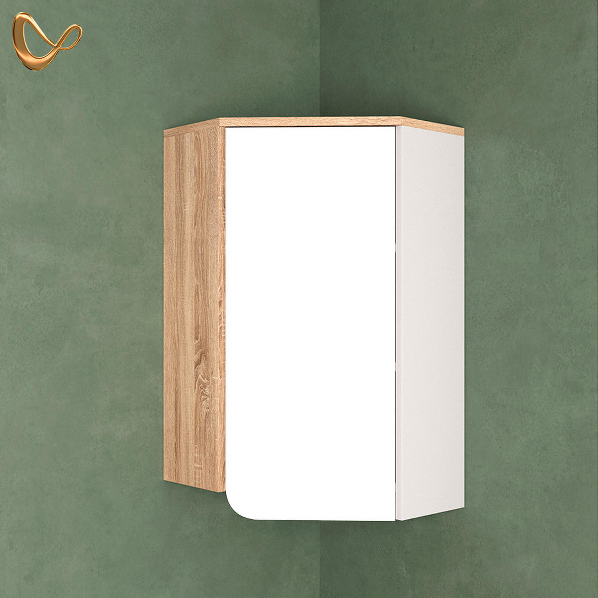 BADSCHRANK Marano Sonoma/Weiß 42.4 x 75 cm mit Tür und offenen Fächern - Weiß/Sonoma Eiche, Holzwerkstoff (42.4/75/42.4cm) - Livinity®