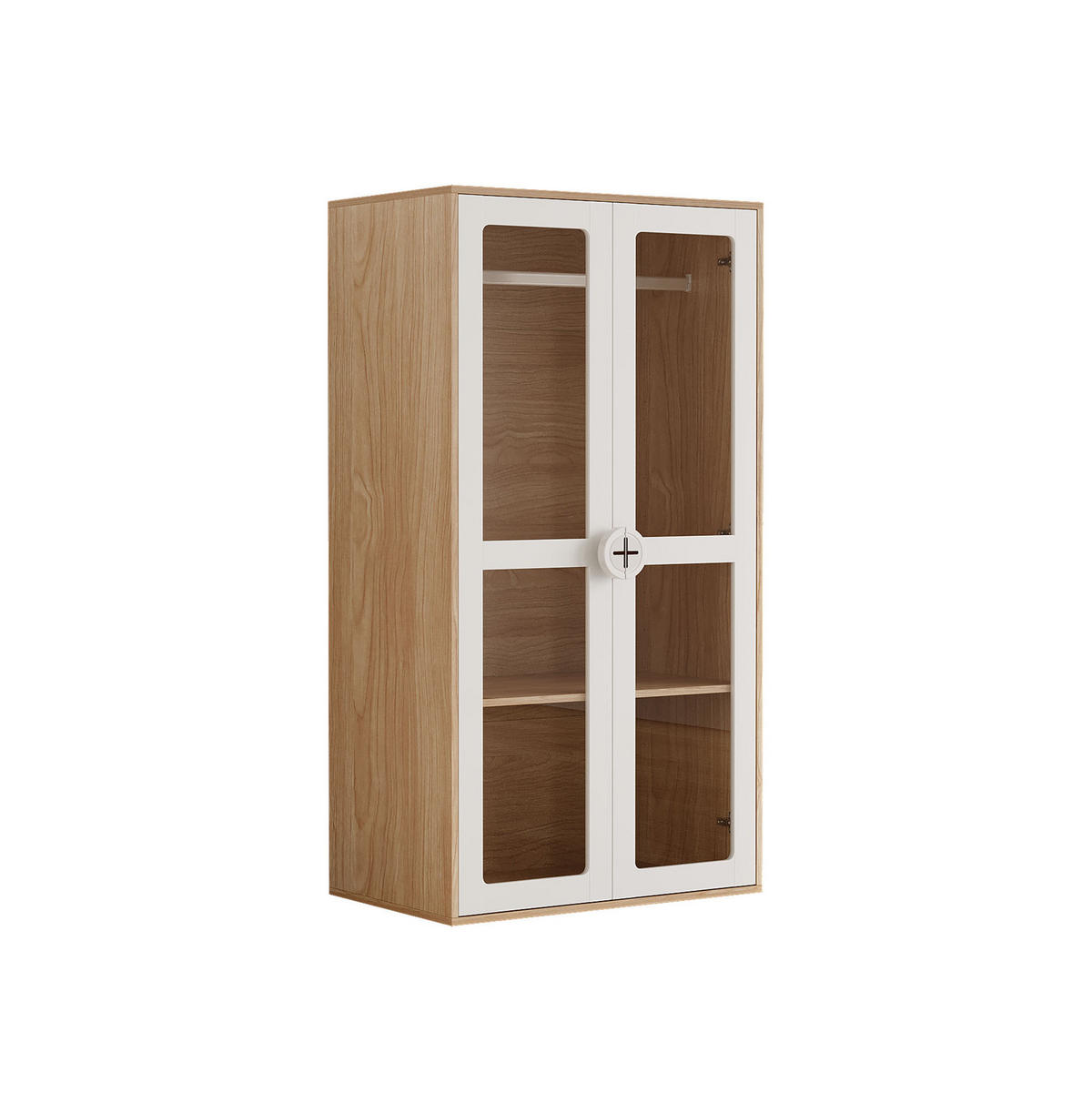 KLEIDERSCHRANK 80/50/150 cm in Natur/Weiß mit Acryltüren und verstellbaren Regalen - Naturfarben, Holzwerkstoff (80/150/50cm) - BEAOK