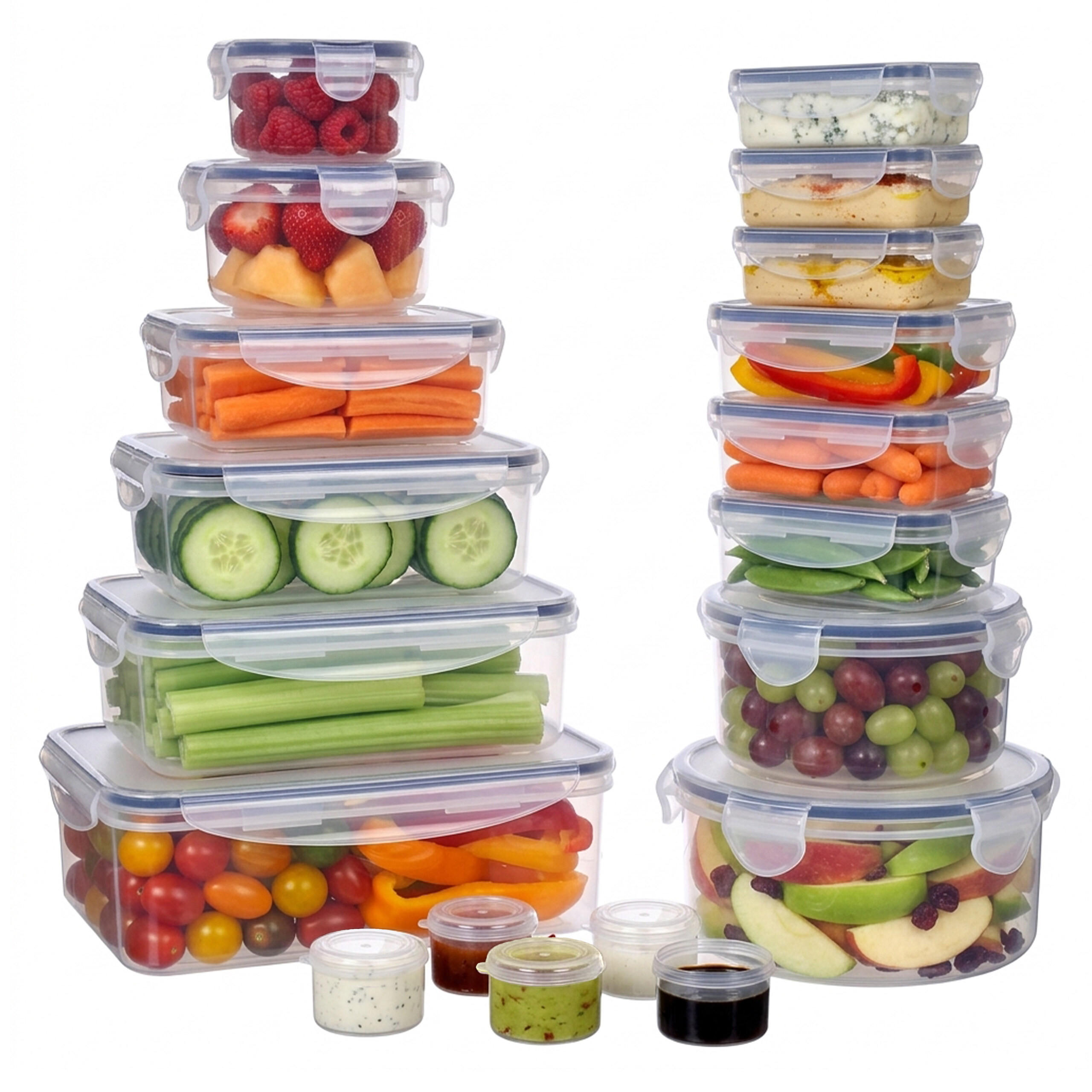 FÖRVARINGSBOX transparent 19-delars-set lufttät - Transparent, Plast - Relaxdays