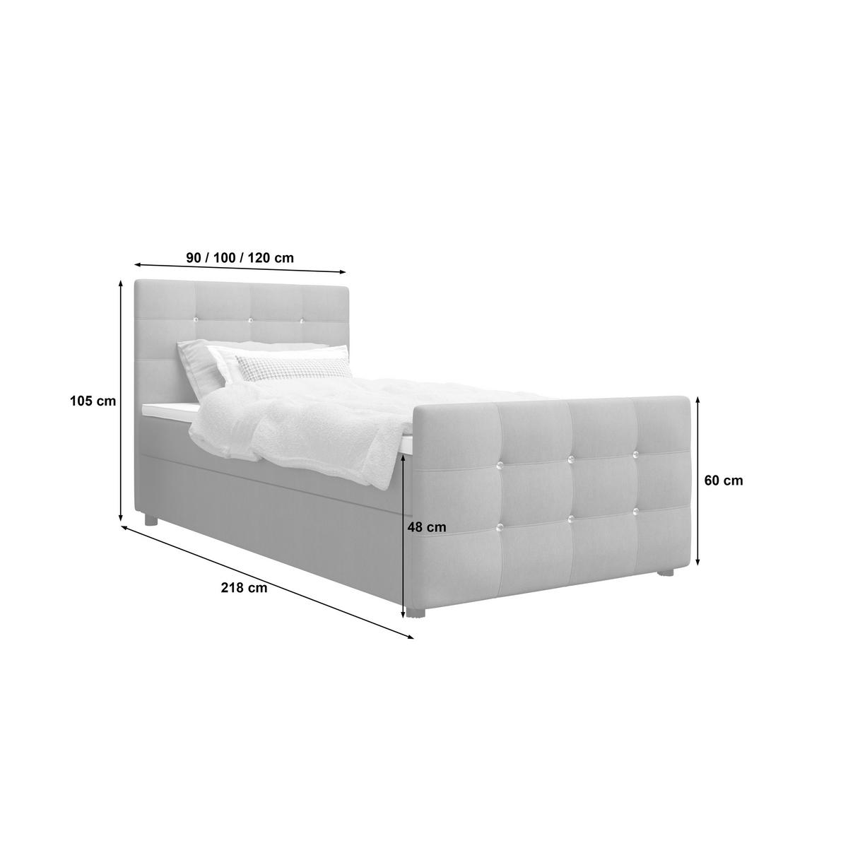 BOXBETT KLEO mini 100x200, mit Matratze H3 und Topper, Cosmic 97 - Grau, Holz/Kunststoff (100/200cm) - Bedante