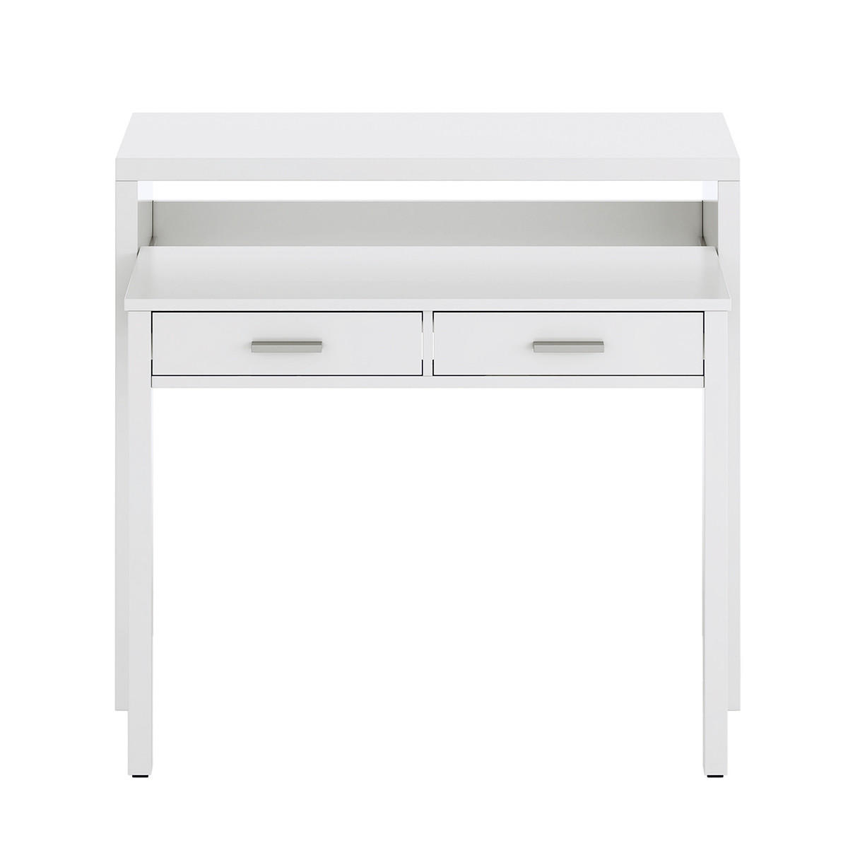 KONSOLENSCHREIBTISCH ausziehbar mit 2 Schubladen - L100 cm Consola - Weiß, Holzwerkstoff (36/99/88cm) - Calicosy