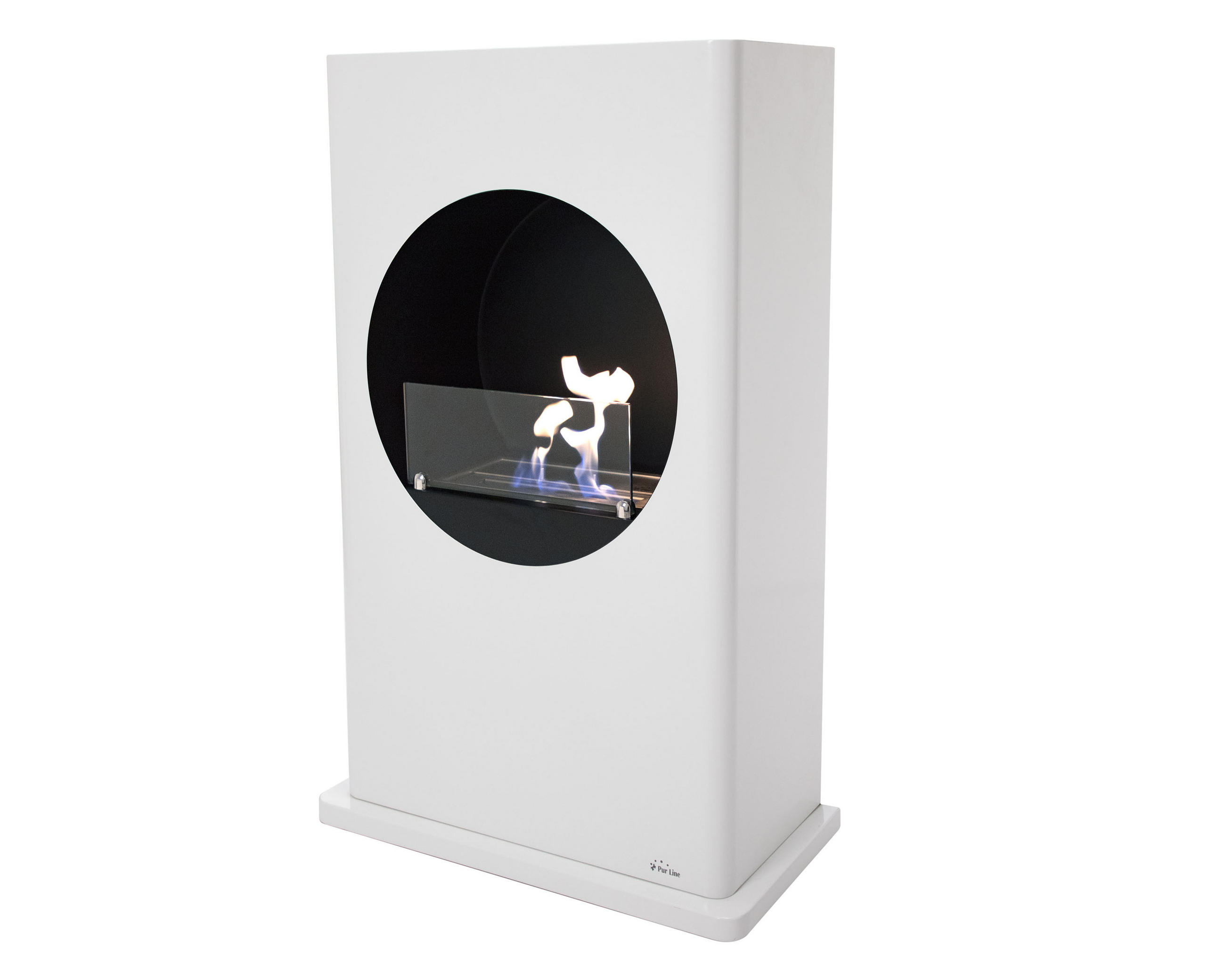 BIOETHANOL-KAMIN Weiß Bodenmodell inklusive 1.5 L Brennblock - Weiß, Metall (64/100/32cm) - Purline