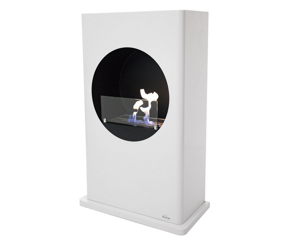 BIOETHANOL-KAMIN Weiß Bodenmodell inklusive 1.5 L Brennblock - Weiß, Metall (64/100/32cm) - Purline