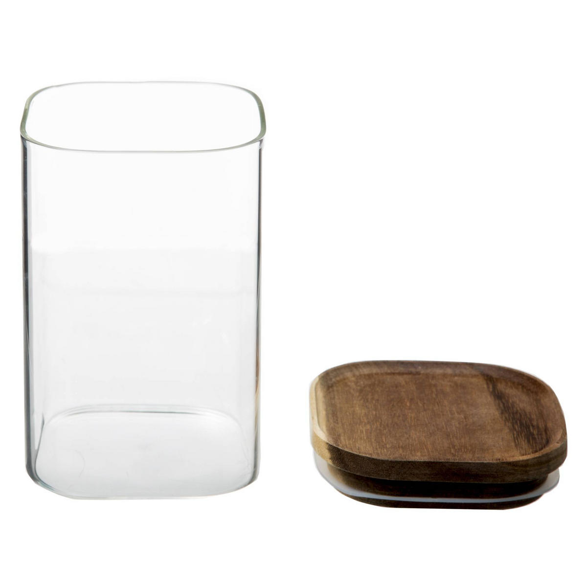 VORRATSBEHÄLTER mit Deckel aus Akazienholz 1 l 10,5/10,5/16 cm - Transparent, Glas (10.5/16/10.5cm) - 5five Simply Smart