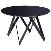 ESSTISCH schwarz glänzend 120 cm rund Oxhill - Schwarz, Holzwerkstoff (120/120/76cm) - Beliani