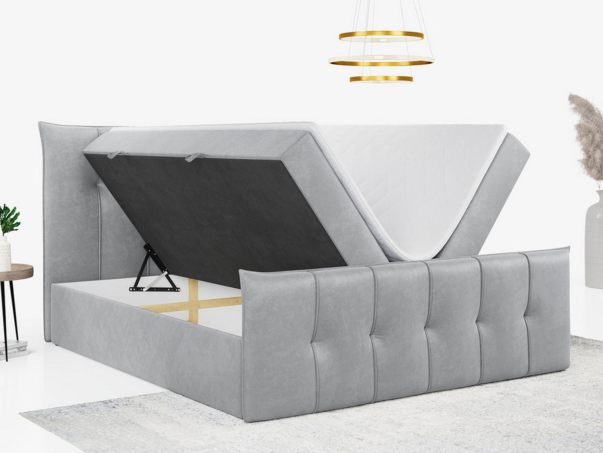 BOXBETT PREMIUM 11 200/200 Hellgrau Velvet - H4 - Hellgrau, Holz/Textil (200/200cm) - MKS