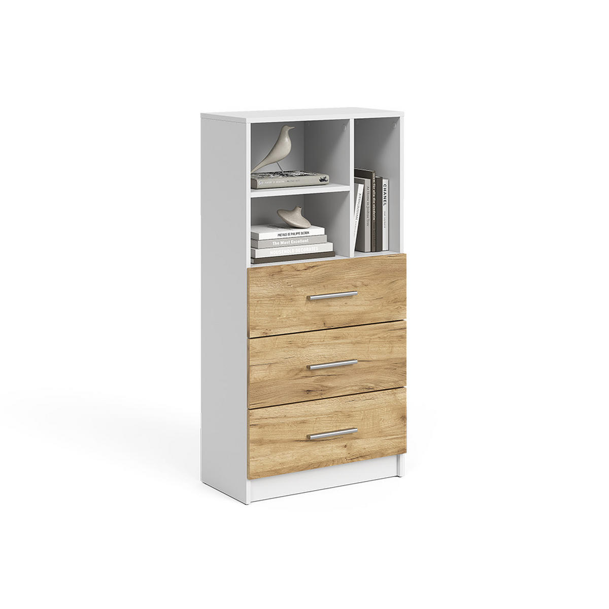 UNIVERSALSCHRANK Tomy, Weiß/Goldkraft Eiche, 60 x 120 cm mit 3 Schubladen - Honigeiche/Weiß, Holzwerkstoff (60/120/31.6cm) - Vicco
