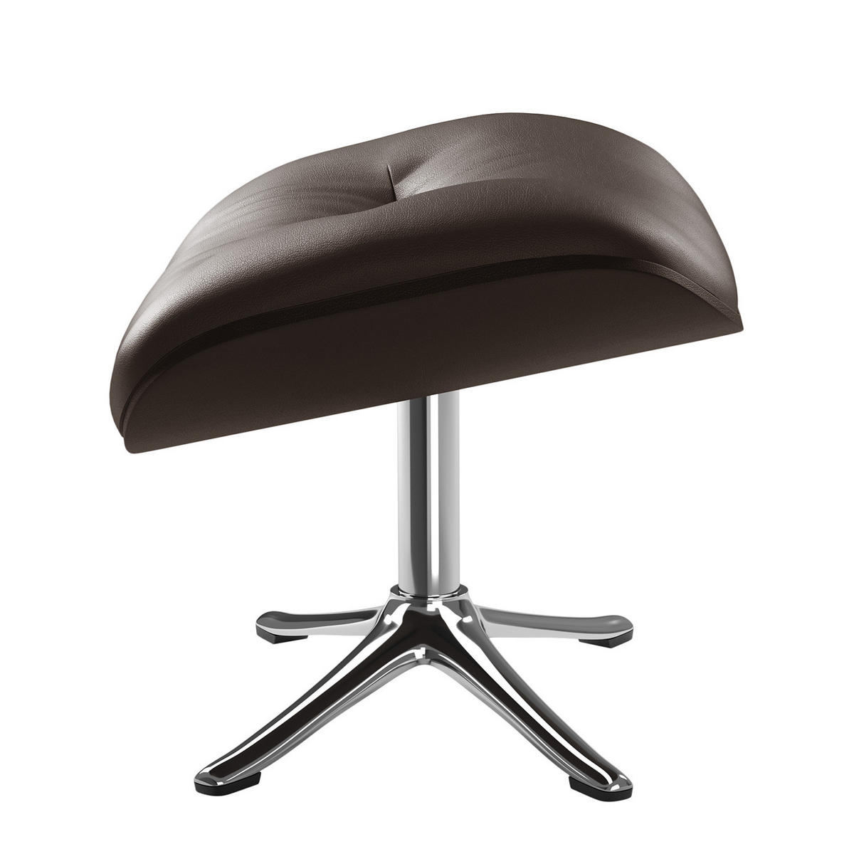 POLSTERHOCKER - Chromfarben/Dunkelbraun, Leder/Metall (44/39/42cm) - home24