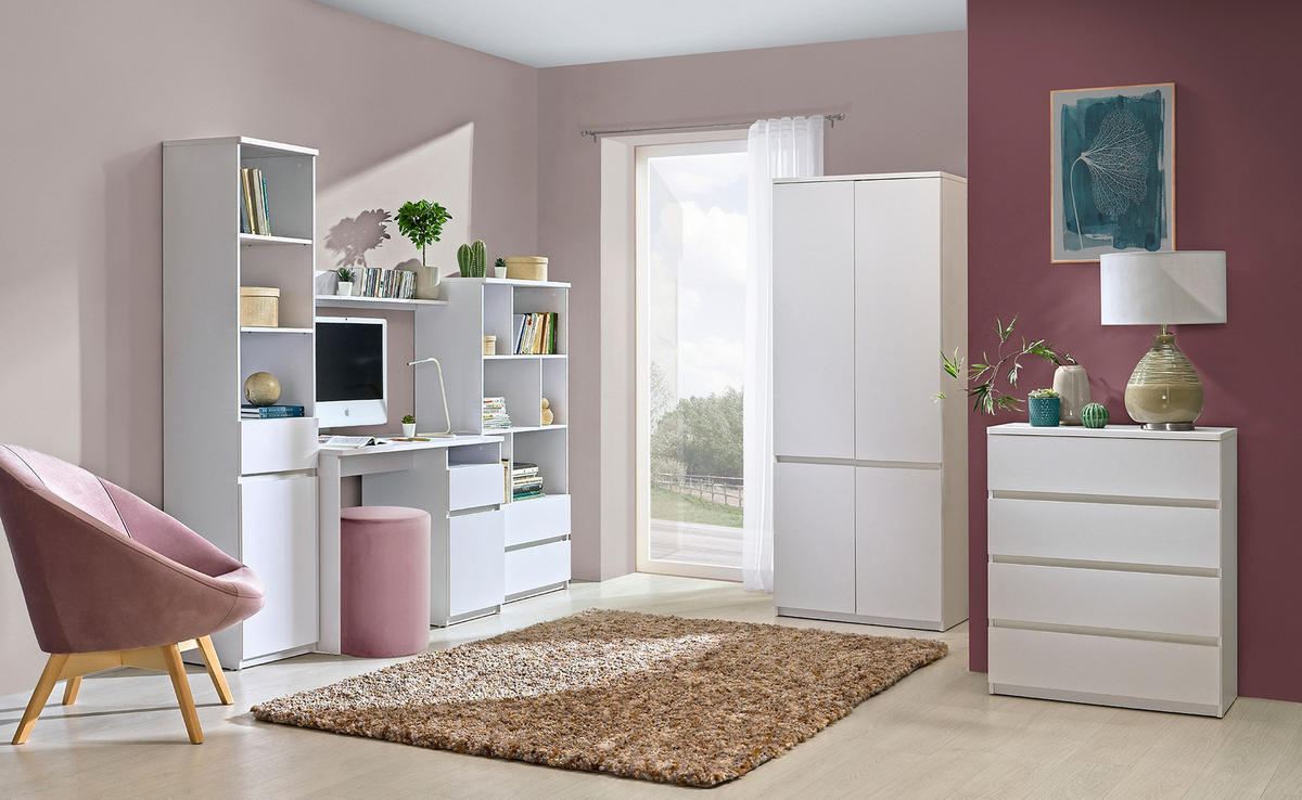 DREHTÜRENSCHRANK KRYOS 80,1/195,2/52cm 2-türig Weiß - Weiß, Holzwerkstoff (80.1/195.2/52cm) - MASSENO