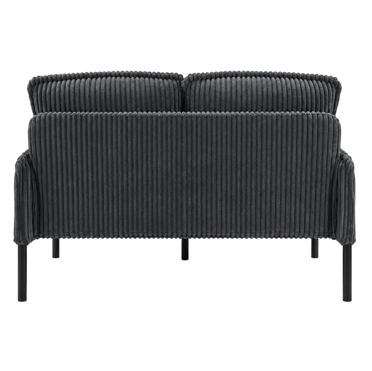 2-SITZER Sofa 122/73/83 cm Cordstoff mit Seitentaschen und Metallbeinen Grau - Schwarz/Grau, Textil/Metall (73/83/122cm) - Redom
