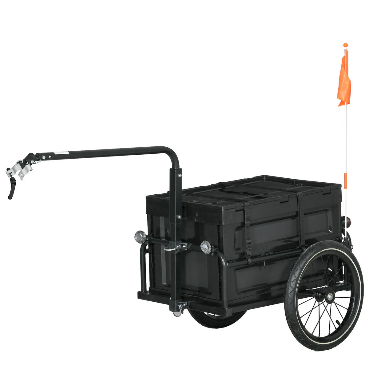 FAHRRADANHÄNGER DE-18157 65L, klappbarer Koffer, Reflektoren Schwarz - Schwarz, Metall (61/81/145cm) - ComfortXL