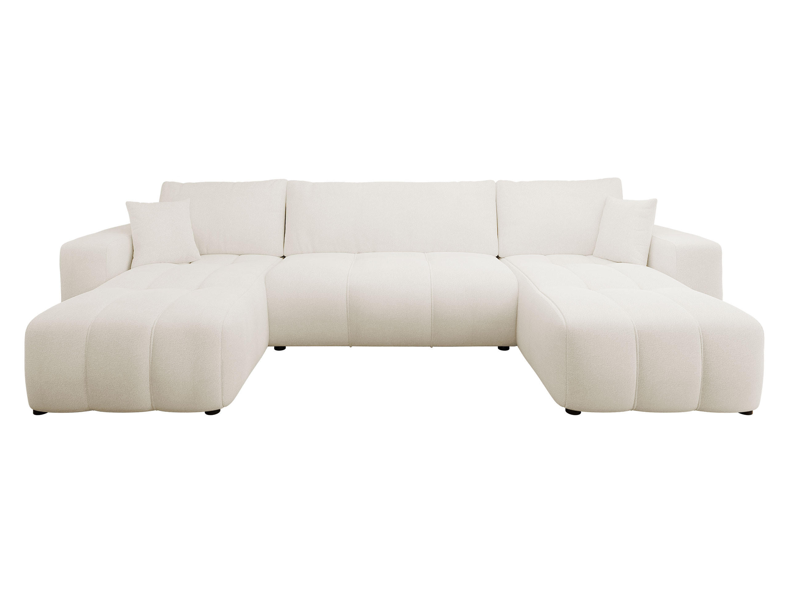 WOHNLANDSCHAFT Furyn U - Creme/Schwarz, Holz/Kunststoff (312/82/145cm) - MIRJAN24