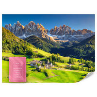 FOTOTAPETE Berge Bäume Natur Landschaft 3D 450x315 - Blau/Beige, Papier (450/315cm) - Muralo