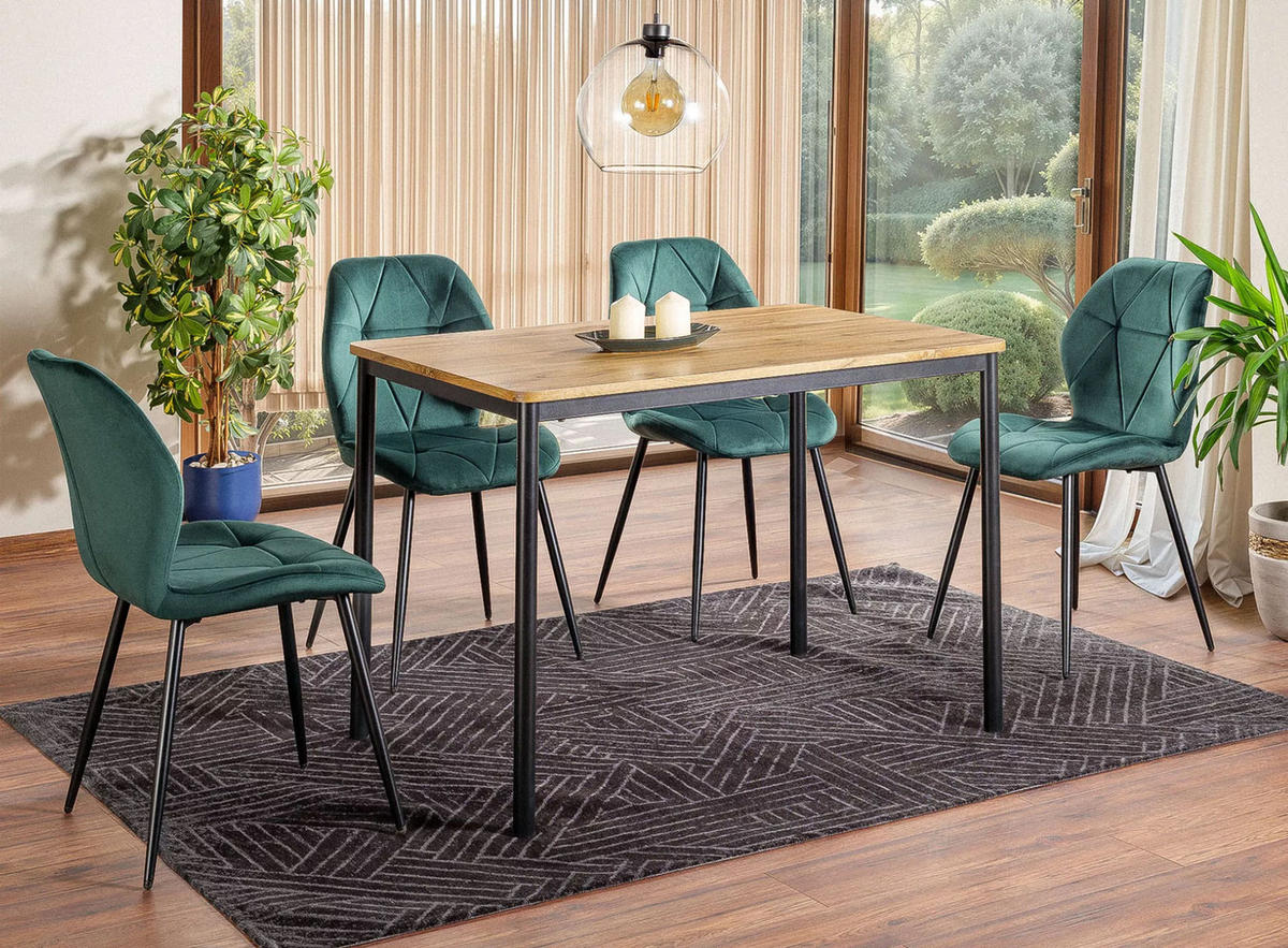 ESSTISCH City Eiche Artisan / Schwarz 110 / 75 / 77cm - Eichefarben/Schwarz, Holz/Holzwerkstoff (75/110/77cm) - Feldmann-Wohnen