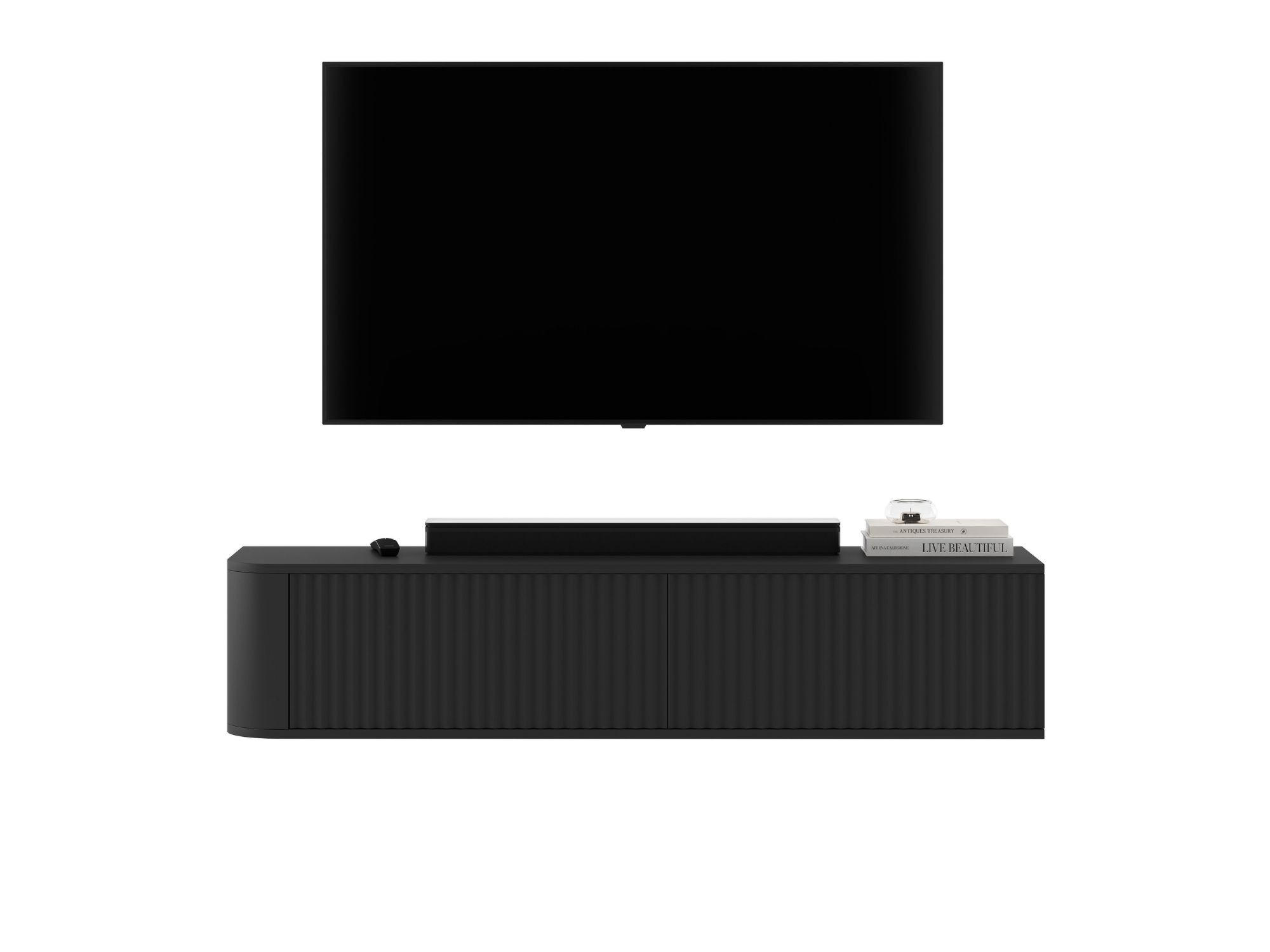 TV komoda Aurora matná čierna 140 cm - čierna, kompozitné drevo (140/30/35cm) - Meble Lindner