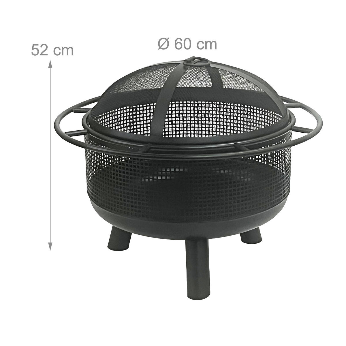 FEUERSCHALE - Schwarz, Metall (60/52/60cm) - Relaxdays