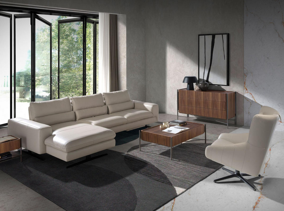 LEDER-DREHSESSEL Grau Taupe 76/90/100 cm - Taupe/Edelstahlfarben, Leder/Metall (76/100/90cm) - ANGEL CERDA