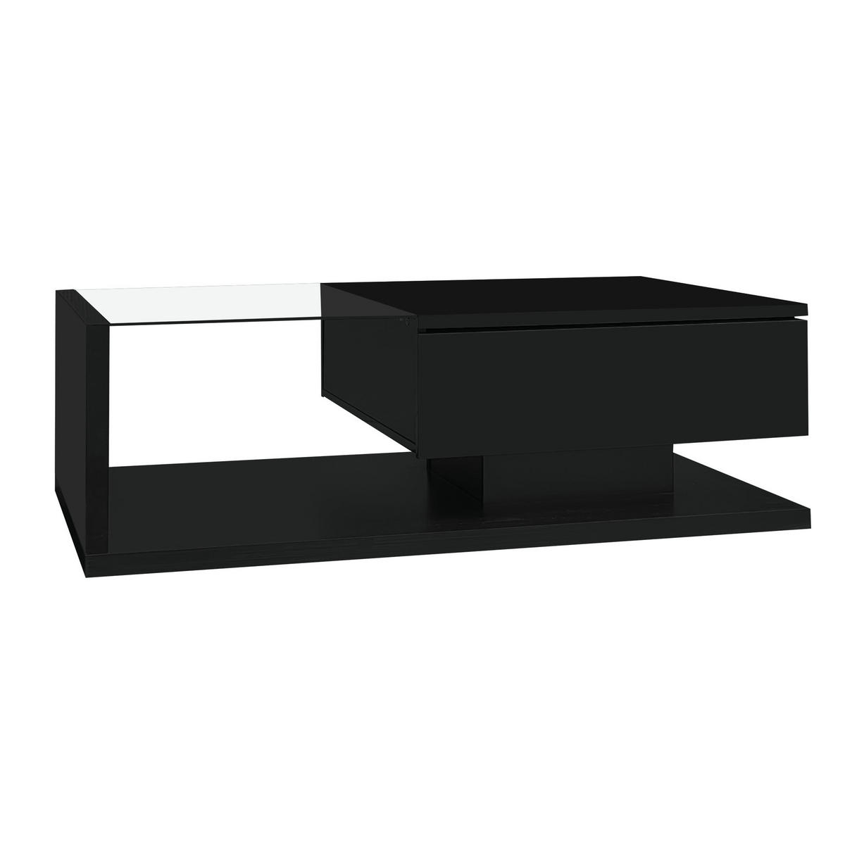 COUCHTISCH 105/55/32.5 cm schwarz aus Spanplatte mit LED-Effekt - Schwarz, Holzwerkstoff (105/55/32.5cm) - OKMYHOME