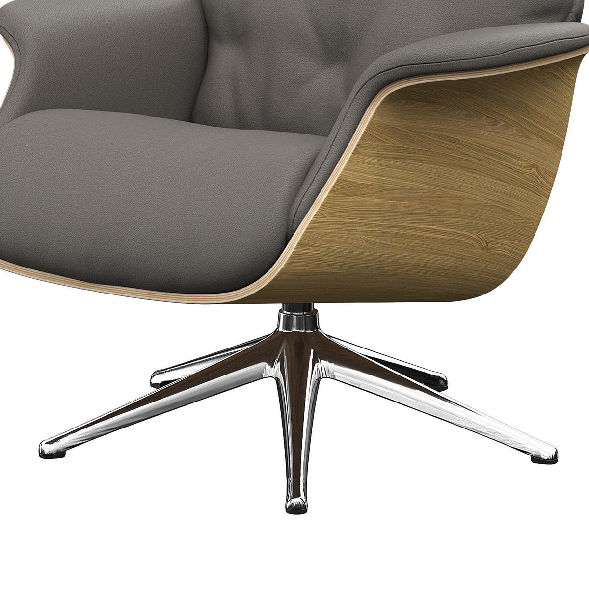 RELAXSESSEL - Echtleder - Chromfarben/Grau, Leder/Metall (83/118/83cm) - home24