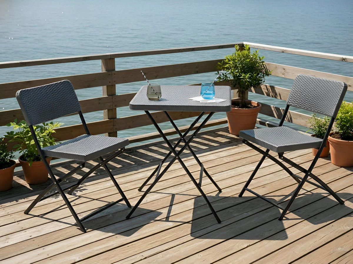 BISTRO-SET klappbar Grau Trappeto Trappeto - Grau, Kunststoff - Beliani