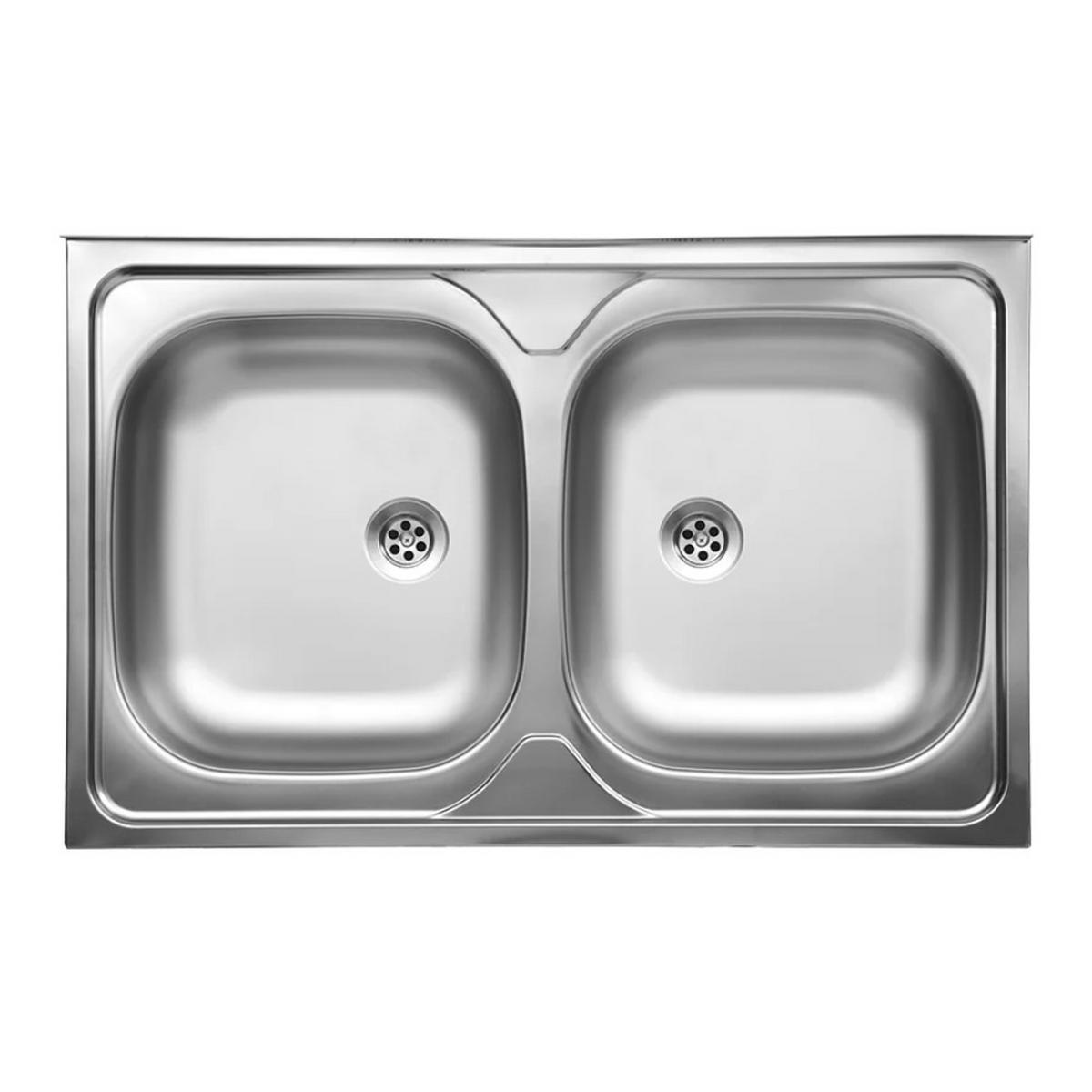 SPÜLUNTERSCHRANK 80cm mit Spüle + Armatur + Siphon Eichenfarbe - Eichefarben, Holzwerkstoff (80/82/80cm) - Stamar