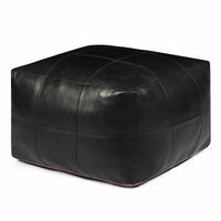 POUF 75/75/45 cm Echtleder Schwarz - Schwarz, Leder (75/45/75cm) - Furnhouse