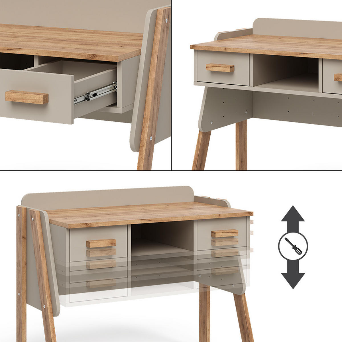 STŮL Malia Kašmír/Řemeselné - kašmírová/světle šedá, kompozitní dřevo (51/97/80cm) - VitaliSpa