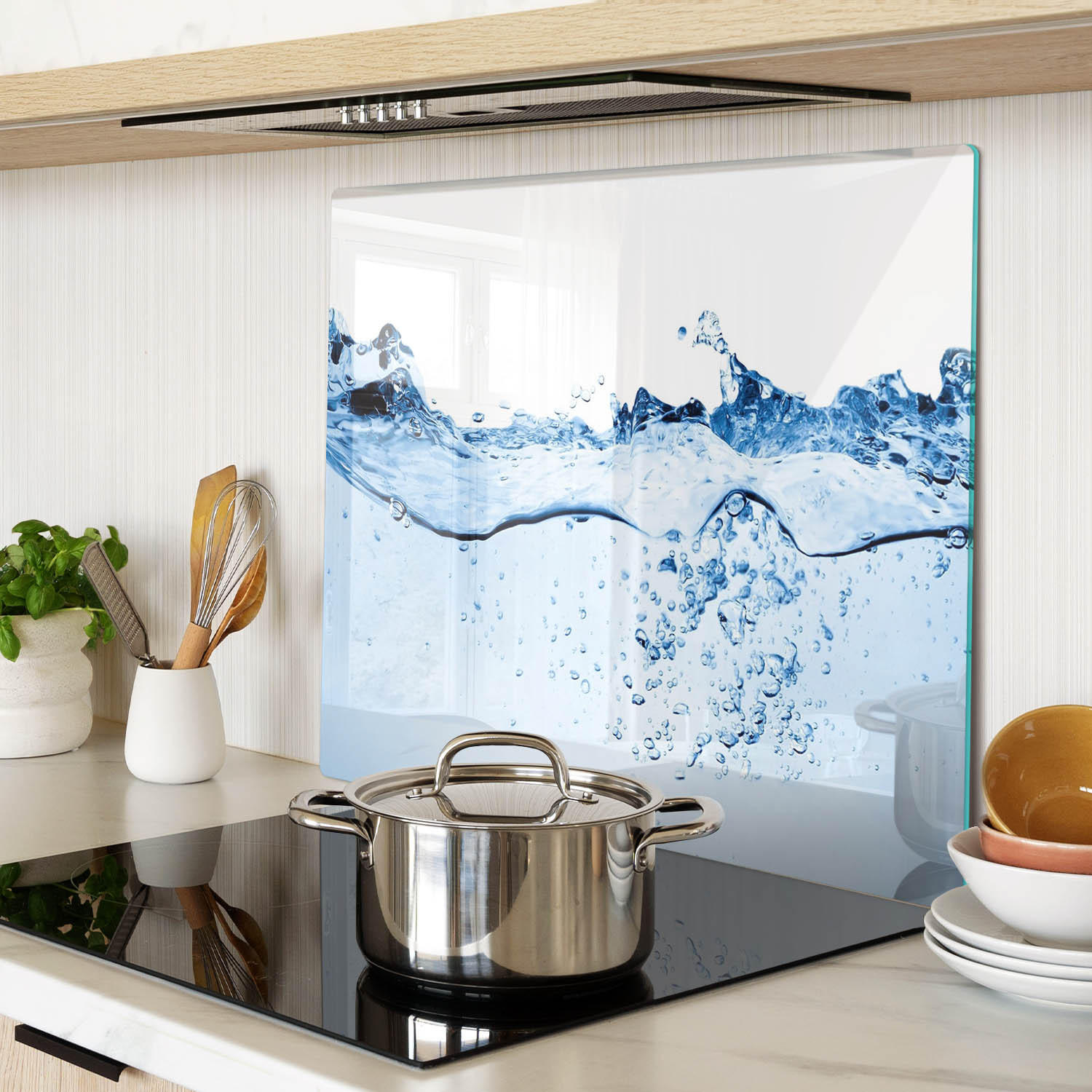 GLASPLATTE 60x52 cm Wasser - Blau, Glas (60/0.4/52cm) - TULUP