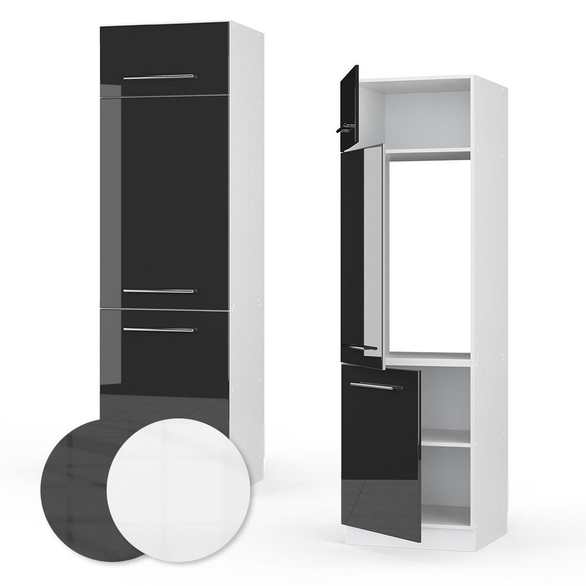 KÜCHENSCHRANK Fame-Line Anthrazit Hochglanz 60 cm - Schwarz Hochglanz/Anthrazit, Holzwerkstoff (60/206.8/58.1cm) - Vicco