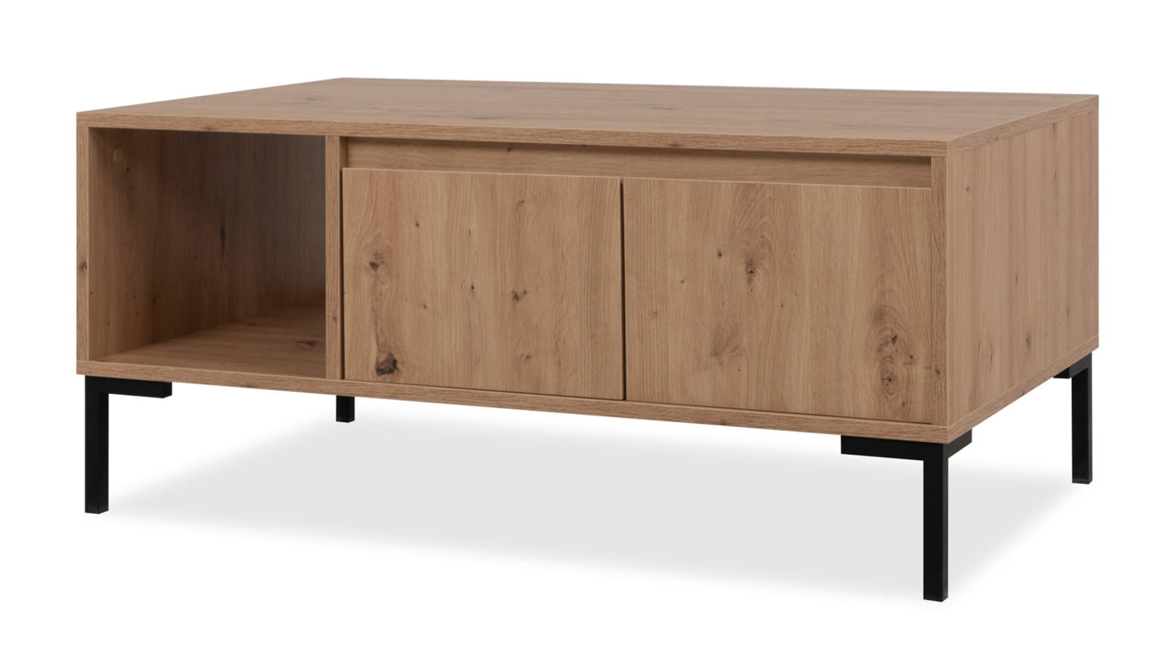 COUCHTISCH Eiche Artisan 100 cm, Wohnzimmertisch mit Stauraum - Schwarz/Eiche Artisan, Holzwerkstoff/Metall (60/100/43cm) - Furn.Design