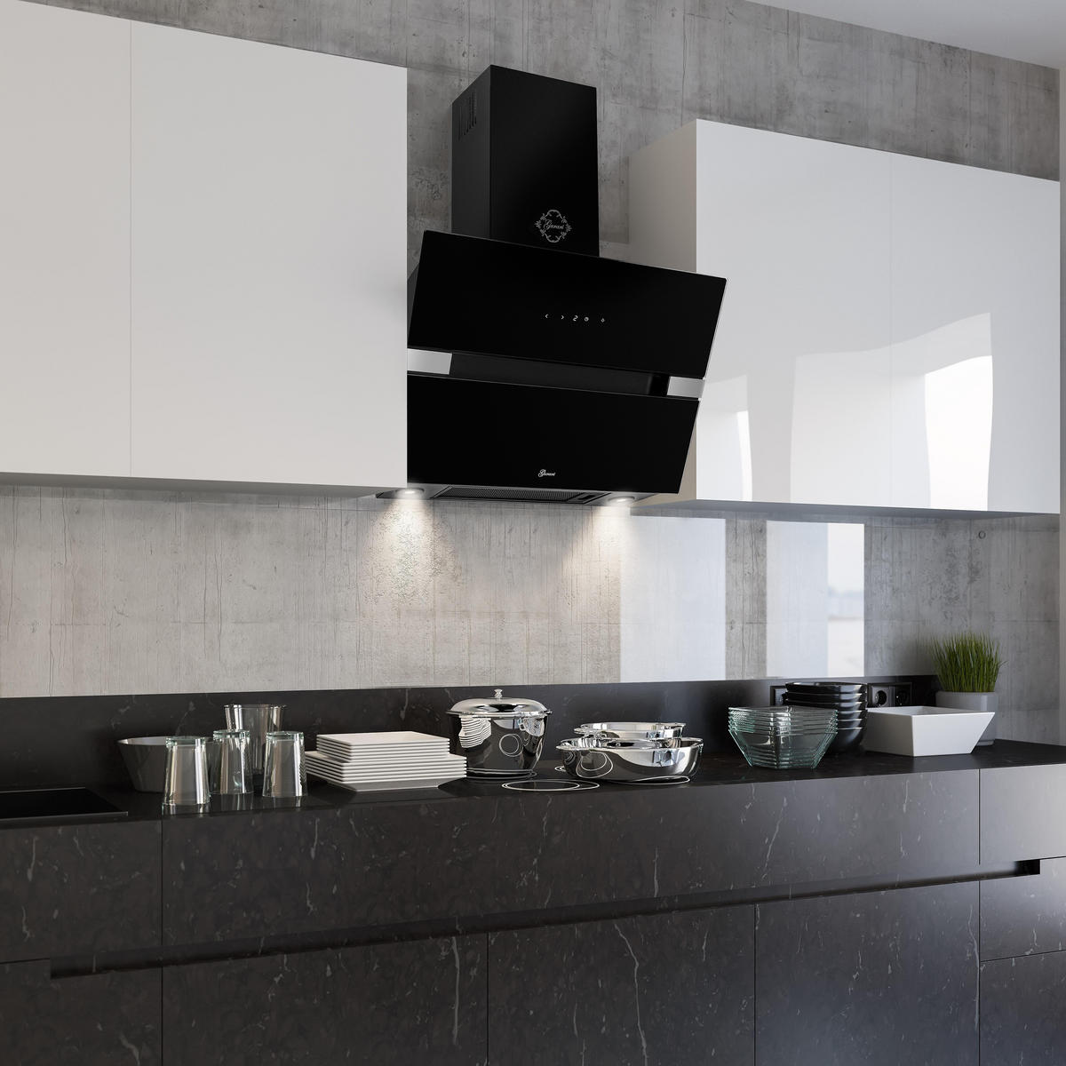 DUNSTABZUGSHAUBE GCH 970 BL 60 Diamond 60 cm Dunstabzugshaube - Schwarz, Metall (60/135/34cm) - Gurari