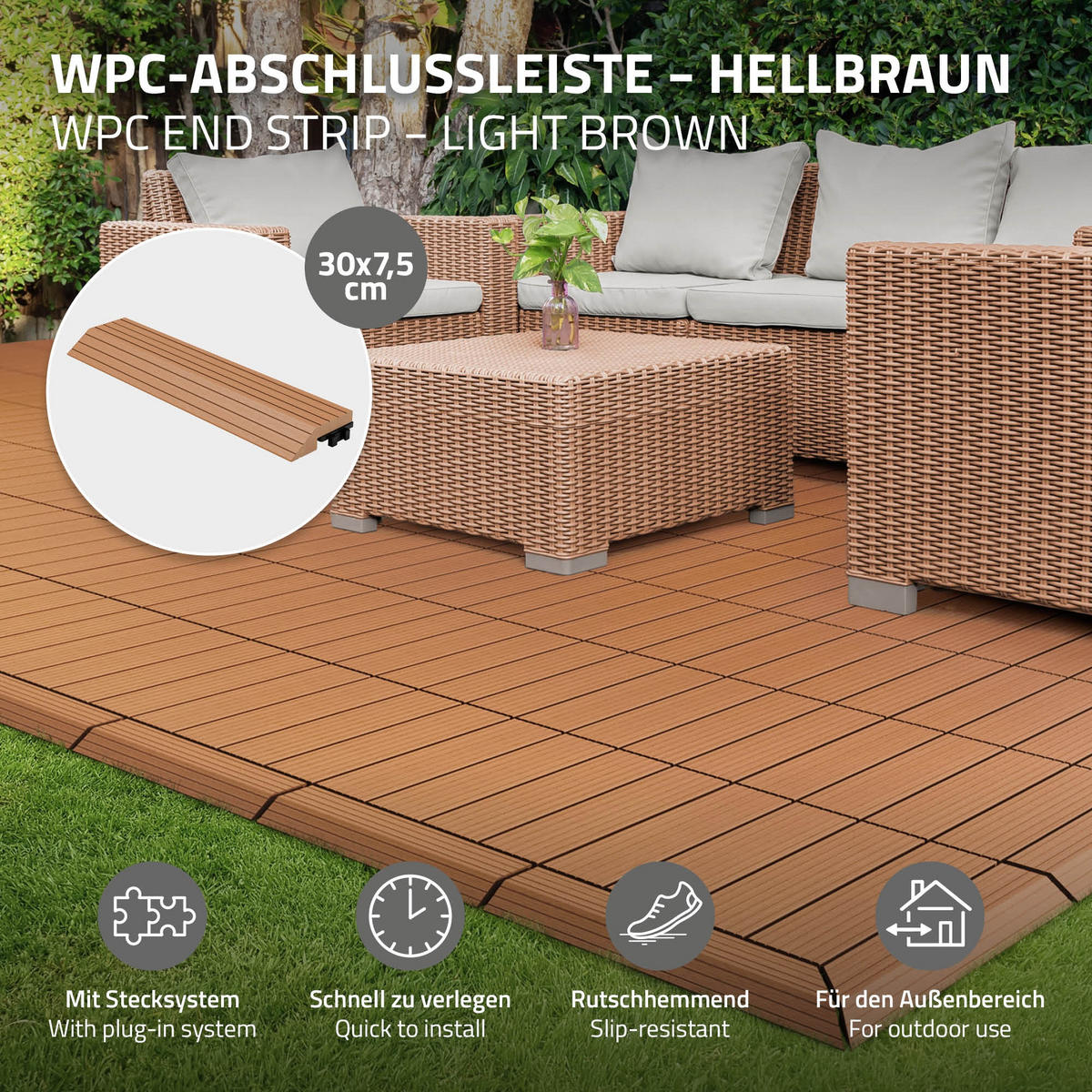 ABSCHLUSSLEISTE WPC gerade Hellbraun - Hellbraun, Holzwerkstoff (30/2/7.5cm) - ML-DESIGN
