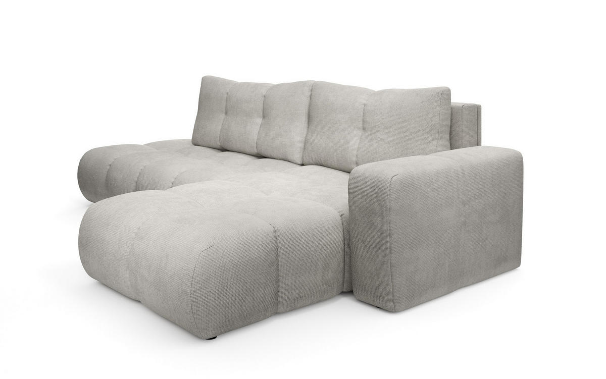 ECKSOFA DUCA R-S Hellgrau Chenille mit Schlaffunktion - Hellgrau, Holz (266.5/266.5cm) - MASSENO