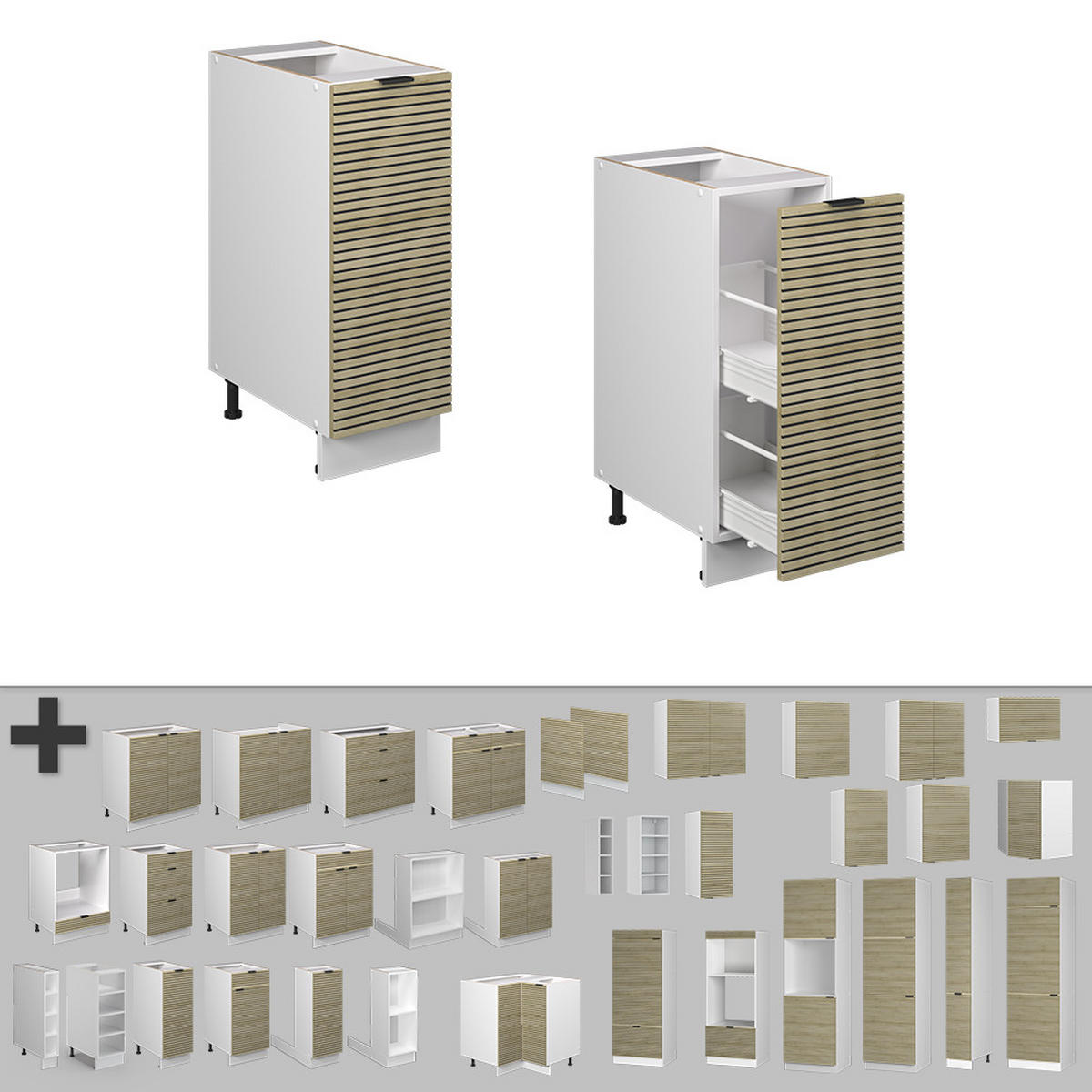 APOTHEKERSCHRANK Fame-Line Eiche Paneel 30 cm , AP Marmor - Hellbraun/Eichefarben, Holzwerkstoff (30/82/60cm) - Vicco