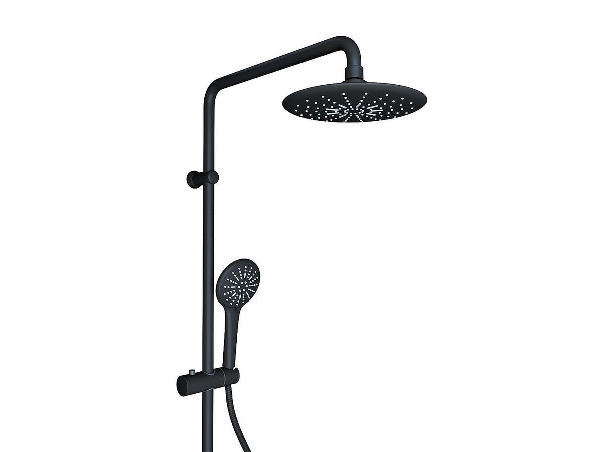 DUSCHSÄULE - Edelstahl - H. 127 cm - Mattschwarz - AITA - Schwarz, Metall (18.3/116/35.5cm) - Vente-Unique