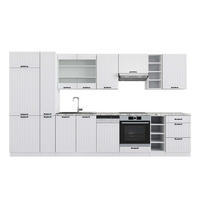 KÜCHENZEILE Fame-Line Weiß Landhaus/Weiß 355 cm , AP Marmor - Weiß, Holzwerkstoff (355/206.8/60cm) - Vicco