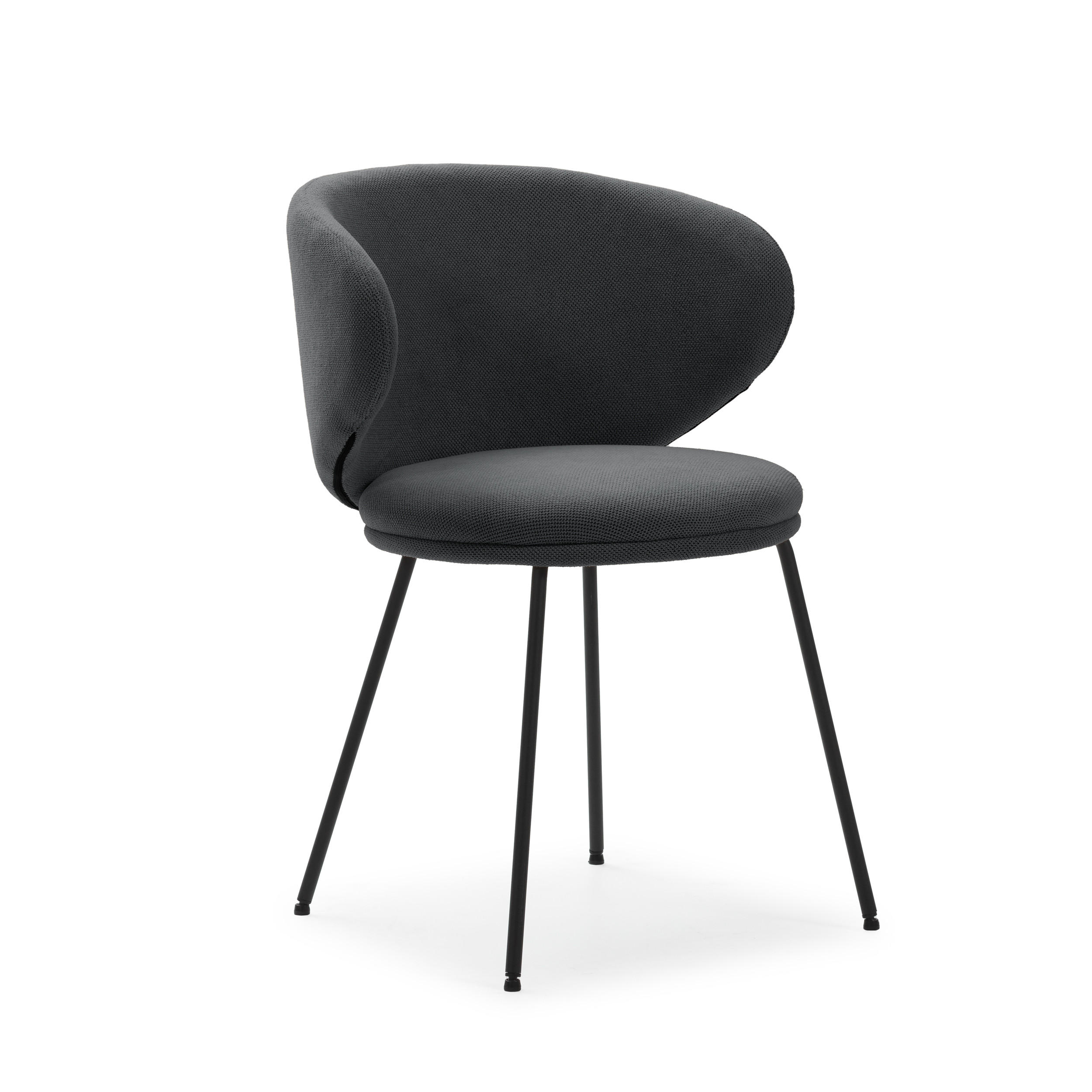 STÜHLEN (Set aus 2) aus stoff mit schwarzen metallbeinen - rush 60/58/51 cm - Grau, Textil (58/51/60cm) - Calicosy