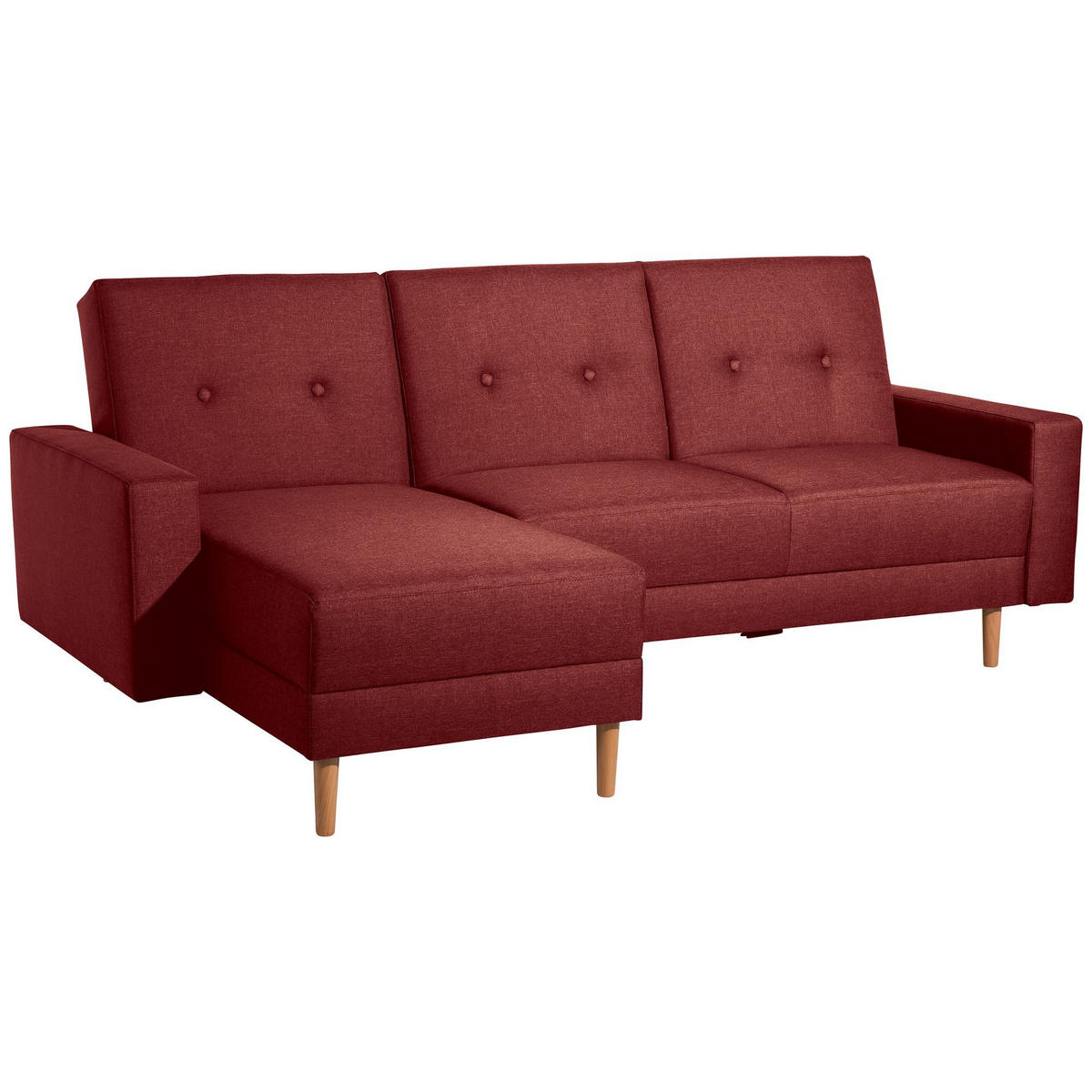 FUNKTIONSSOFA mit Hocker Kattie Flachgewebe rot - Rot, Kunststoff (144/230cm) - 58aufmkessel