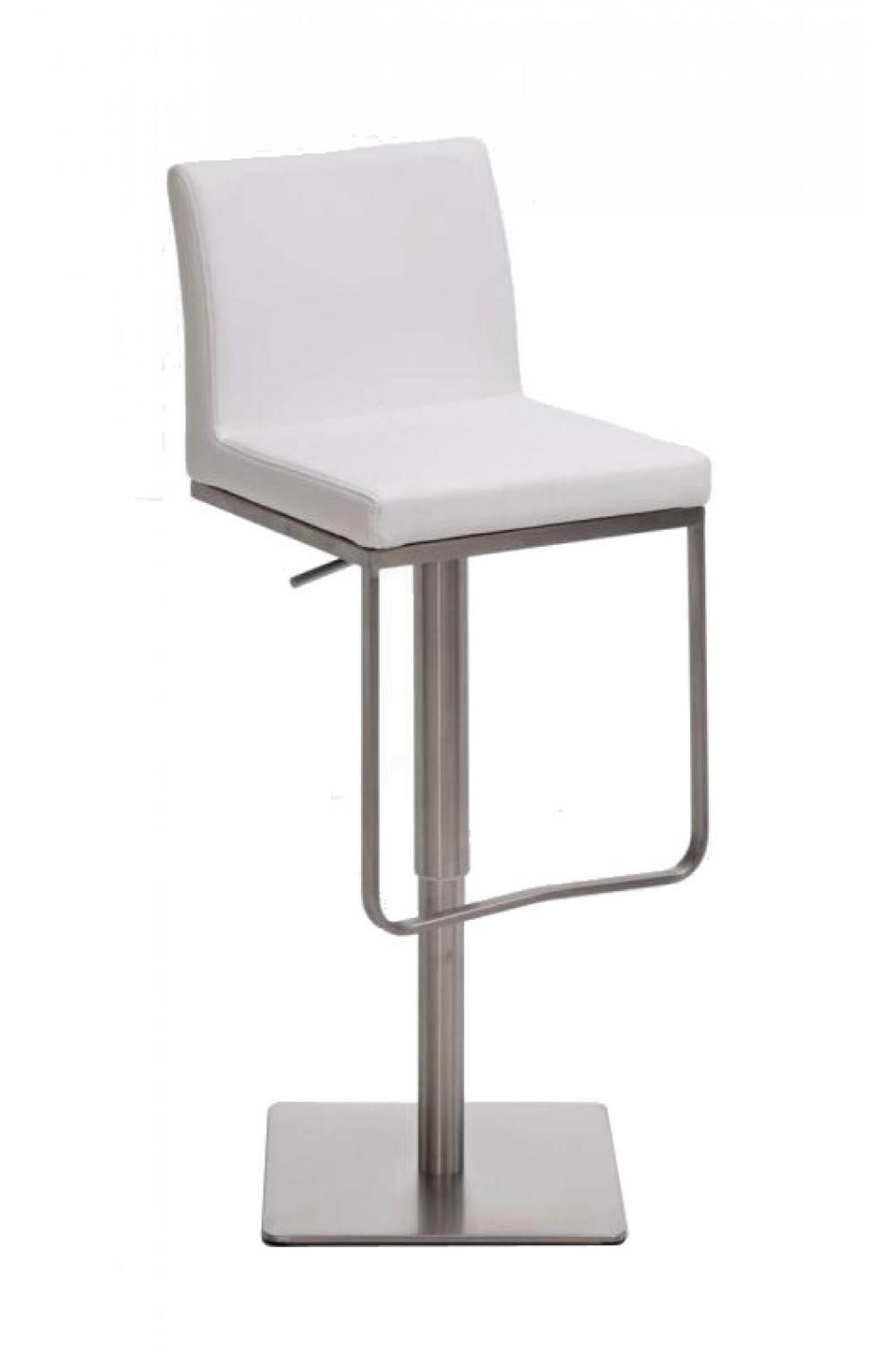 BARHOCKER Lederlook Weiß - Edelstahlfarben/Weiß, Textil/Metall (42/86/44cm) - CLP