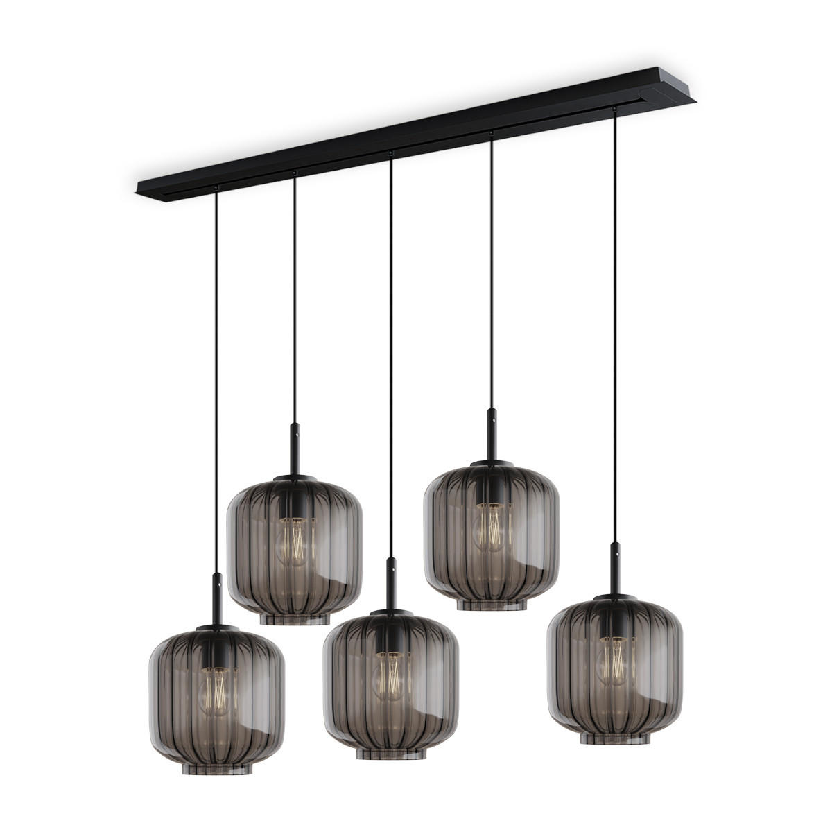 HÄNGELEUCHTE Velo 5-flammig Rauch Ø 20cm - Anthrazit/Schwarz, Glas (20/20/20cm) - s.luce