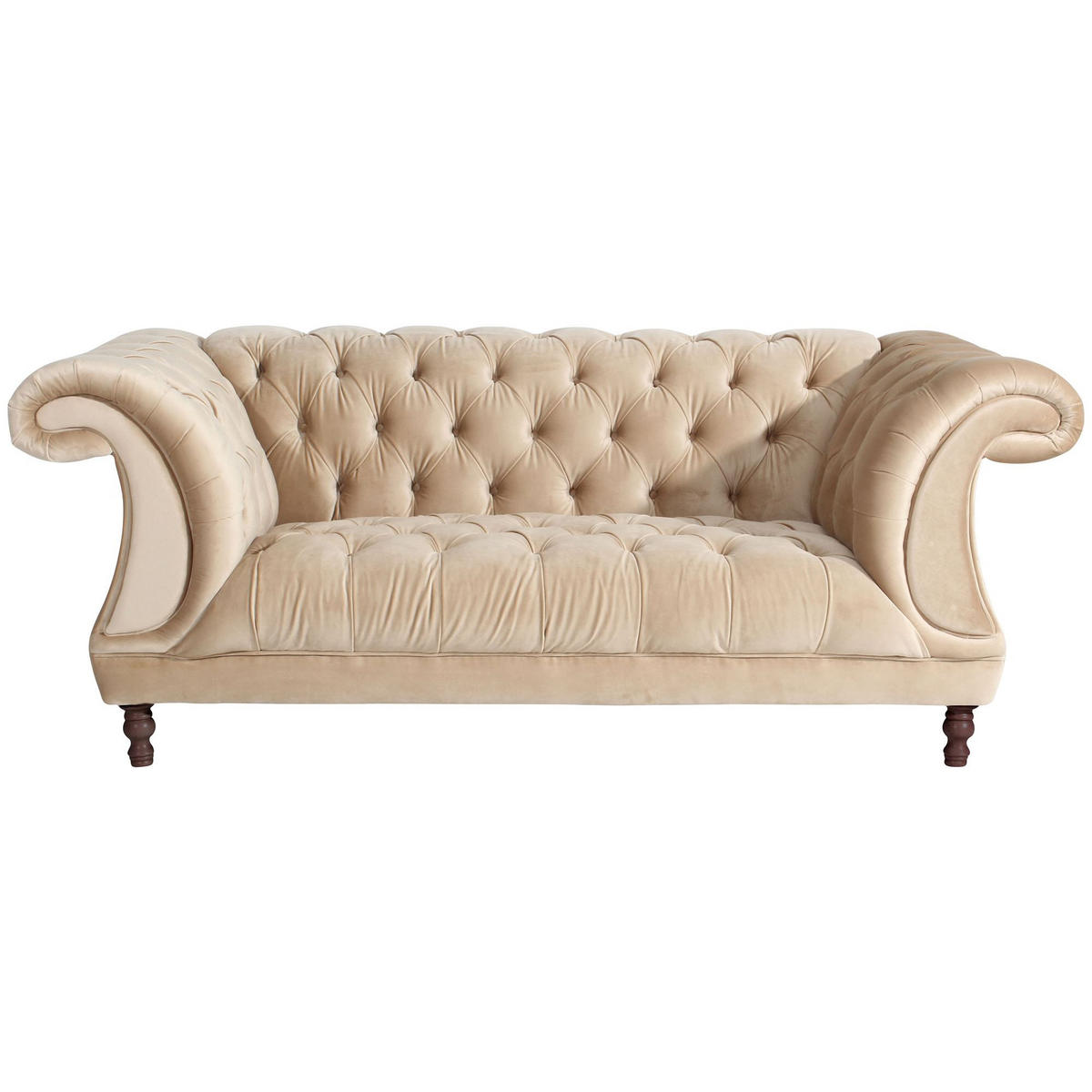 CHESTERFIELD Sofa 2-Sitzer Kaylin Samtvelours sand - Sandfarben, Kunststoff (200/80/100cm) - 58aufmkessel