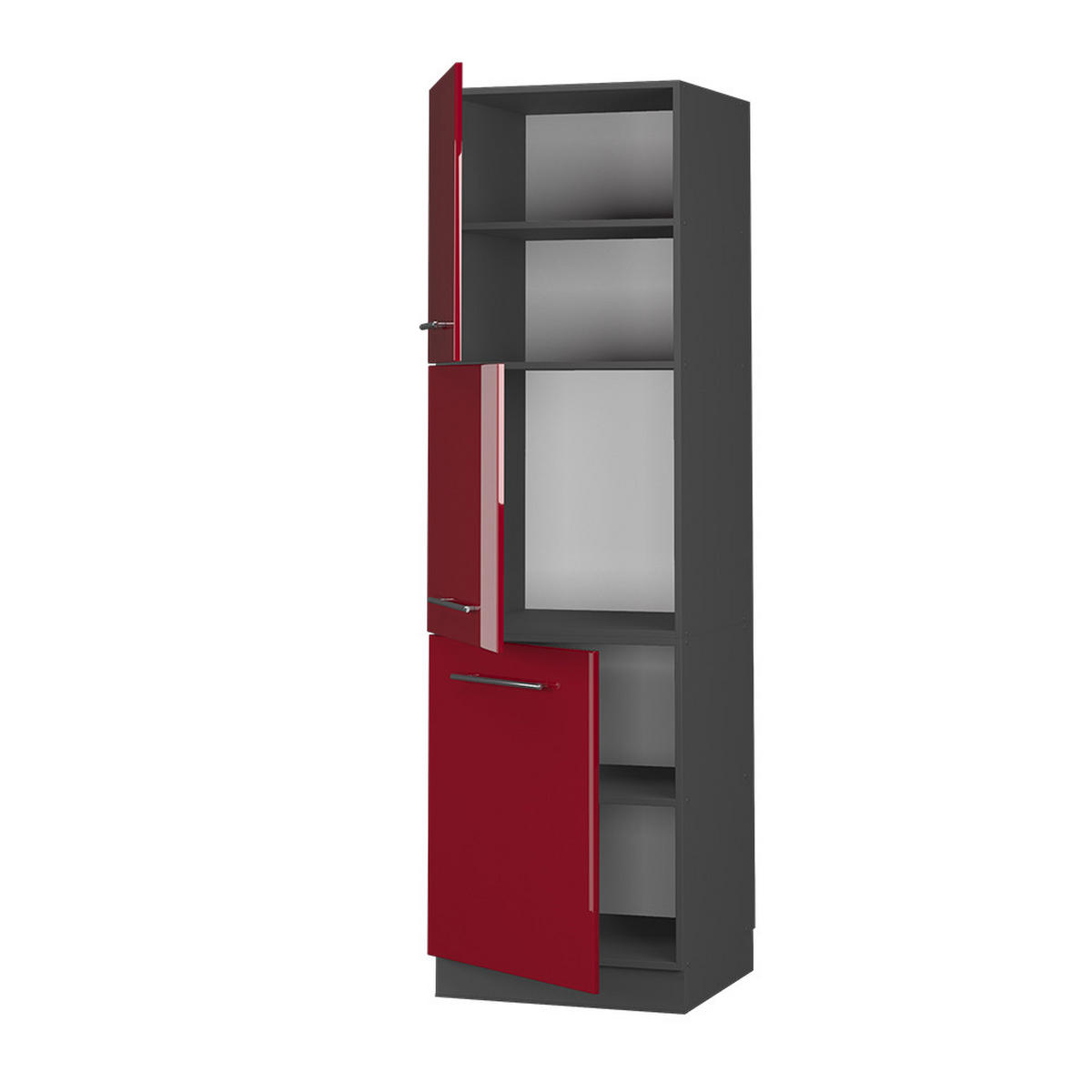 HERDUMBAUSCHRANK Fame-Line Bordeaux Hochglanz 60 cm - Bordeaux/Anthrazit, Holzwerkstoff (60/206.8/58cm) - Vicco