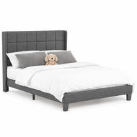 POLSTERBETT 140/200 cm in Grau Leinen mit Matratze und Lattenrost - Grau, Holzwerkstoff/Textil (140/200cm) - CHICFURN