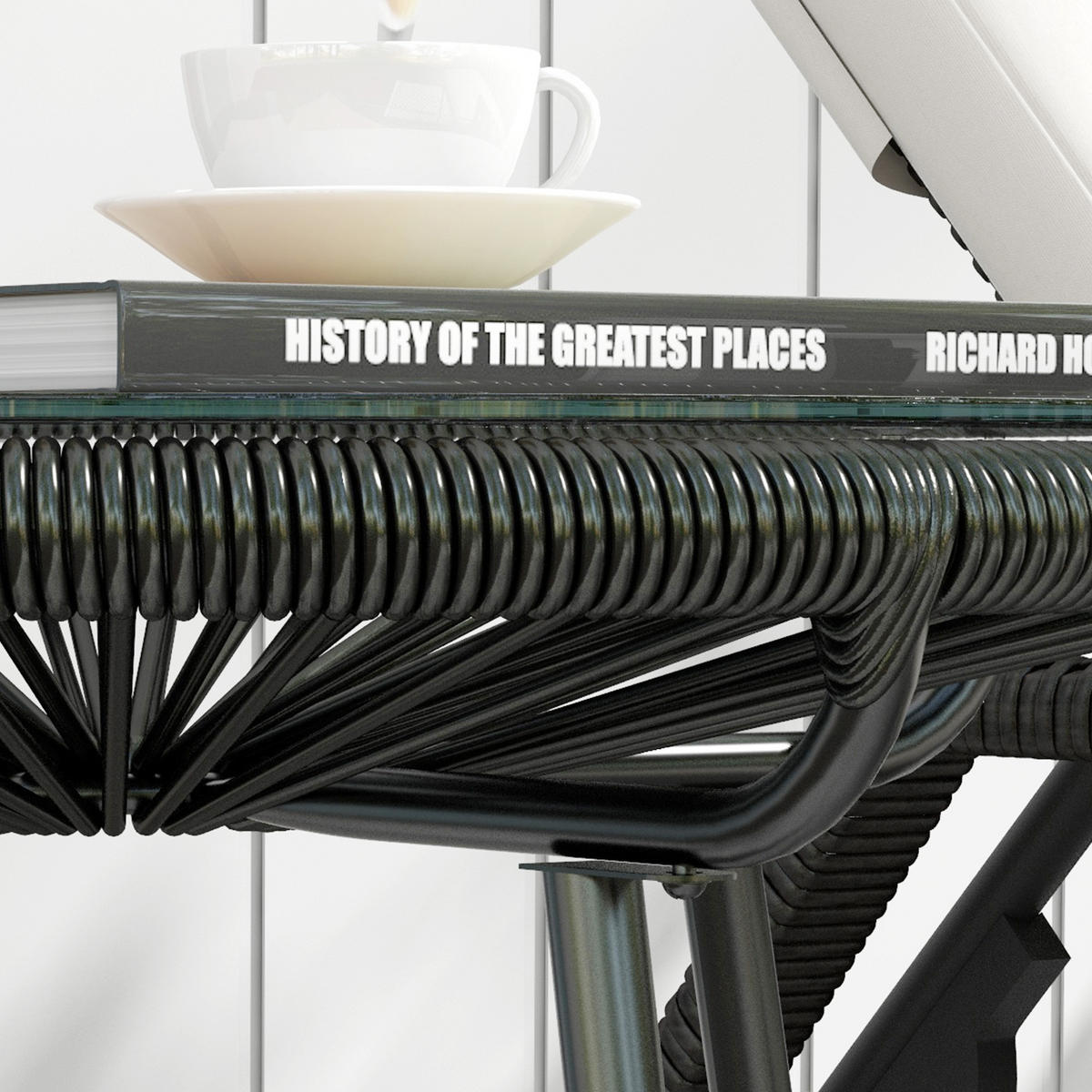 BALKONTISCH, Schwarz, Metall, PE Rattan - Schwarz, Kunststoff (50/50/50cm) - Outsunny