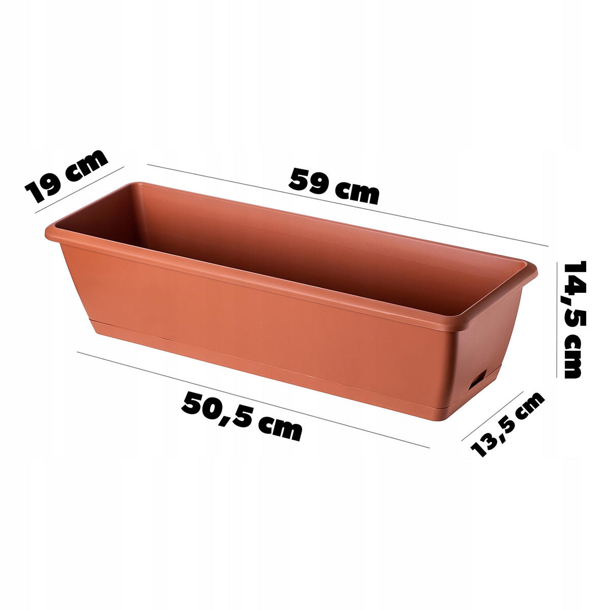 BALKONKASTEN 60 cm, Terrakotta - Terra cotta, Kunststoff (19/59cm) - KADAX
