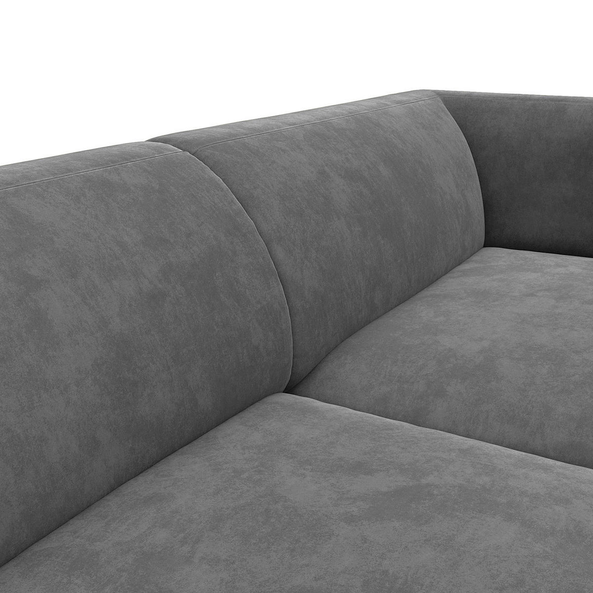 2,5-SITZER ECKSOFA mit Longchair - Schwarz/Grau, Textil/Metall (271/148cm) - home24