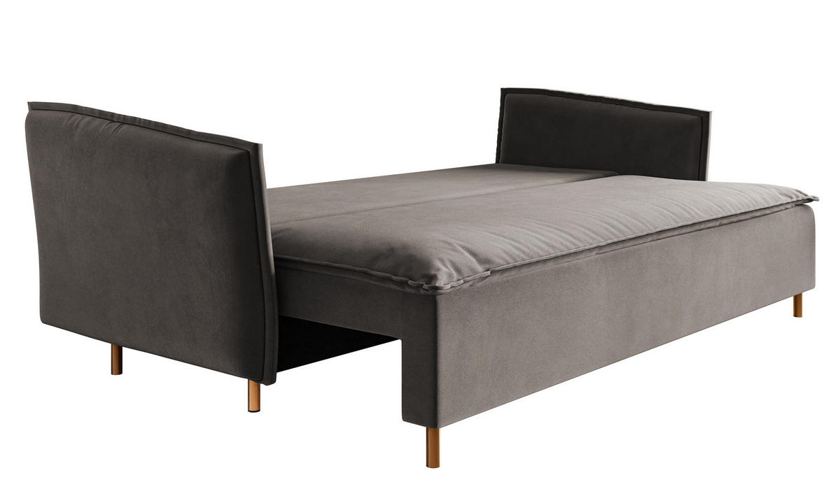 SCHLAFSOFA Ummo Grau Velours - Goldfarben/Grau, Textil/Metall (230/88/90cm) - Selsey